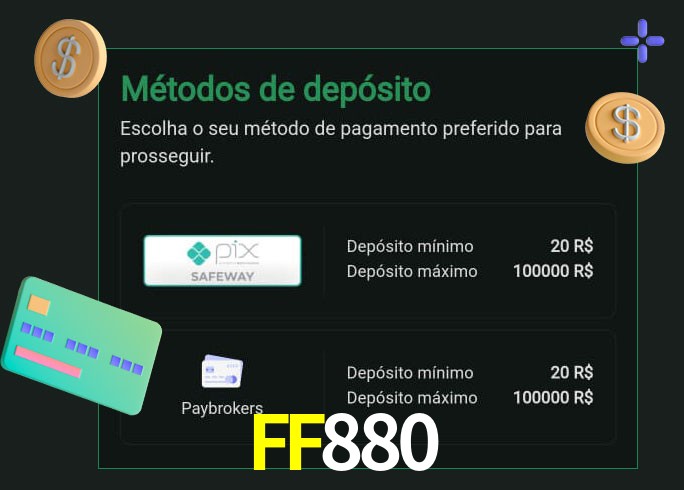 O cassino FF880 oferece uma grande variedade de métodos de pagamento